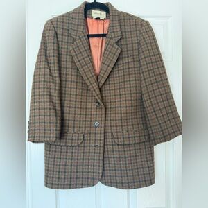Vintage 90s Eddie Bauer Brown Plaid Women's Blazer, size small, academia